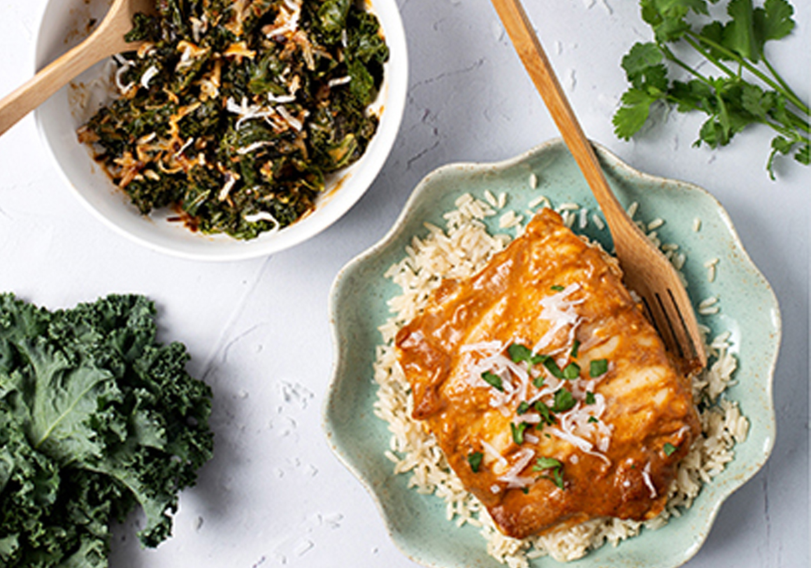 Cocnut Korma Kale BakedFish