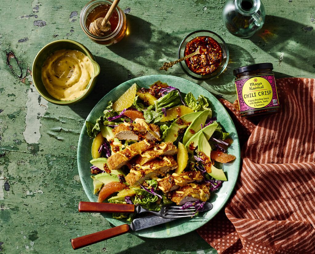 Chicken Katsu Salad with Chili Crisp Mayo - Maya Kaimal